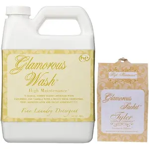 Tyler Candle Company Wash High Maintenance Liquid Laundry Detergent 32oz w/High Maintenance Sachets Bundle