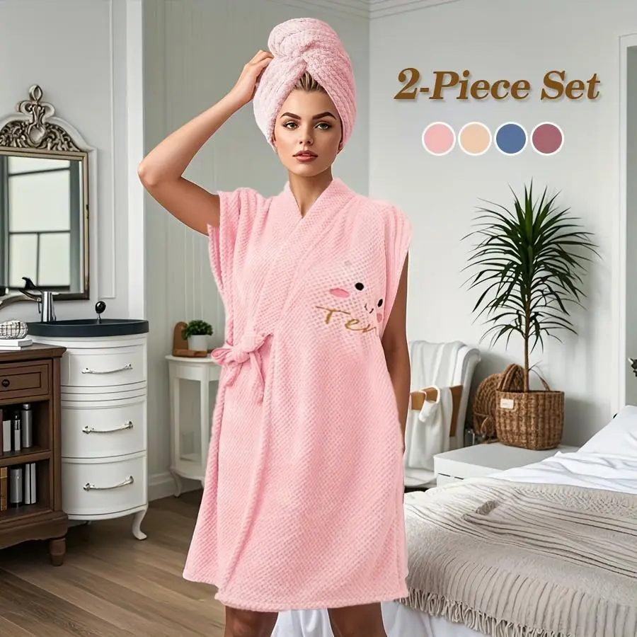 Wearable Bath Towel, 1 Count Soft Absorbent Bathrobe with Pocket, Duck Robe, Bathrobe for Women, Bathroom Supplies for Home Hotel Salon, House Robe