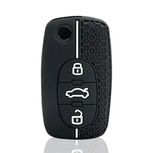 For Audi A2 A3 S3 A4 S4 A6 S6 RS6 A8 Tt 3 Buttons Folding Remote Holder Silicone Car Flip Key Fob Cover Case Car Key Accessory