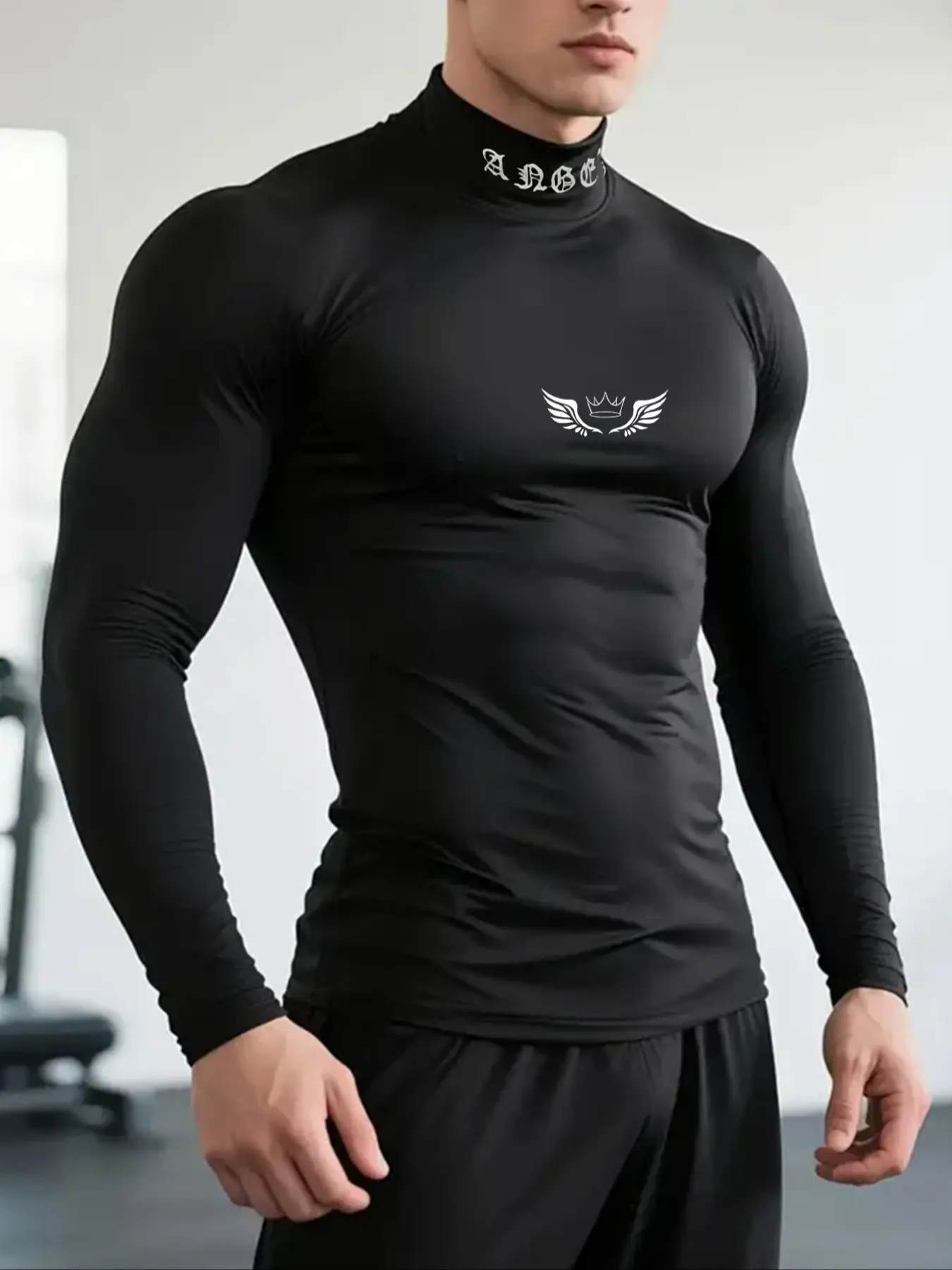 Don't Skip Winter Training, The Thermal Base Layer, Athletic Compression Shirts, Compression Tops, Black Long Sleeve Compression Mock Neck Top, Elastic & Breathable for Running and Cold Weather Outdoor Sports, Winter Gym Essential