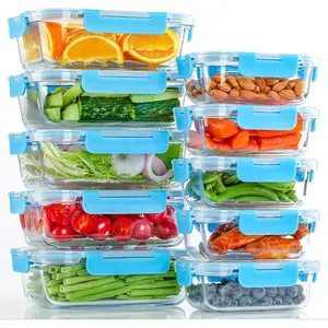 10 Pack Glass Food Storage Containers with Lids Leakproof, Airtight Glass Meal Prep Containers For Lunch, On The Go, Leftover, Dishwasher Safe