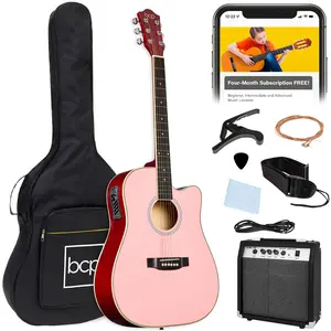 Best Choice Products Beginner Acoustic Electric Guitar Starter Set 41in w/ Wood Cutaway Design, Gig Bag