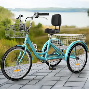 YITAMOTOR 26 Inch Adult Tricycle, 1 & 7 Speed 3 Wheel Bikes, Large Seat with Backrest Trike for Adults with Front & Rear Baskets, Cruiser Bike for Seniors Women Men Commute Picnic Outdoor