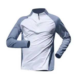 Men's UPF 50+ Long Sleeve Quarter Zip Shirt Moisture-Wicking Athletic Workout Top Quick-Dry Outdoor Performance for Hiking Running & Fitness