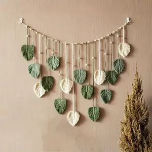 Boho Style Leaf Design Wall Hanging Tapestry, 1 Count Modern Feather Wall Art, Wall Decor for Home Living Room Bedroom, Interior Wall Decor, Home Decor, Boho Decoration, Hanging Decor, Hangable