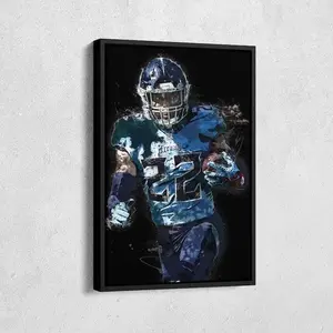 Derrick Henry Poster - Tennessee Titans Football Wall Art, Power Player Man Cave Decor, Watercolor Style Poster [UNFRAMED - PRINT ONLY]