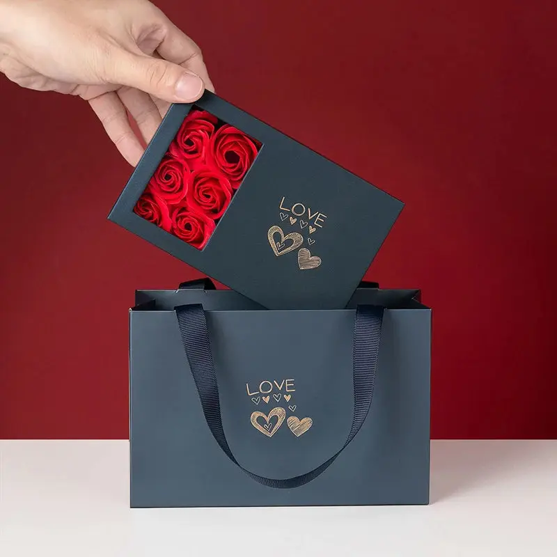 Rose Jewelry Box, Six Flower Ring Box, Valentine's Day Gift Jewelry Packaging Box, Pendant Necklace Box