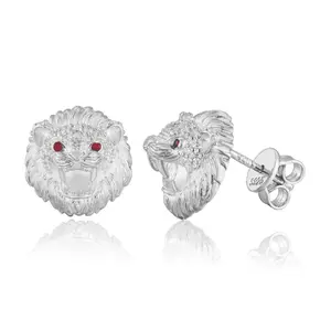 【#E596】Hip Hop Lion Ice Out Earrings UCCIYO Synthetic Moissanite Earrings For Women 925 Sterling Silver Stud Earring Men Hip Hop Jewelry Couple Gift