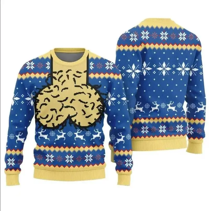 Merry Cockmas Ugly Christmas Sweater for Men, Adult Humor Holiday Pullover, Funny Novelty Crewneck with Snowflake and Reindeer Pattern, Long Sleeve Winter Party Outfit, White Elephant Gag Gift for Him