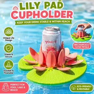 Floating Lily Pad Cup Holder for Pool, Lotus Flower Drink Float with Self-Adjusting Petals, Floating Beverage Holder for Pool Parties, Includes 3 Tea Light Candle Holders Decor graduation gift box