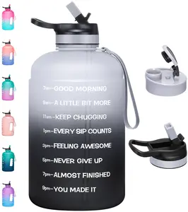 HydroPal Large 74 oz Half Gallon Motivational Water Bottle with 2 Lids Chug & Straw Time Markers Built-in Handle for Workouts & Daily Hydration Drinkware