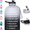 BPA-Free Leakproof Motivational Sports Water Bottle (74 oz) - Dual Lid (Chug, Straw), Time Markers, Built-In Handle, Polypropylene, Unisex, Gym Bottle, Drop-Resistant, Ergonomic & Convenient, Eclipse Aurora Blend, Back to School