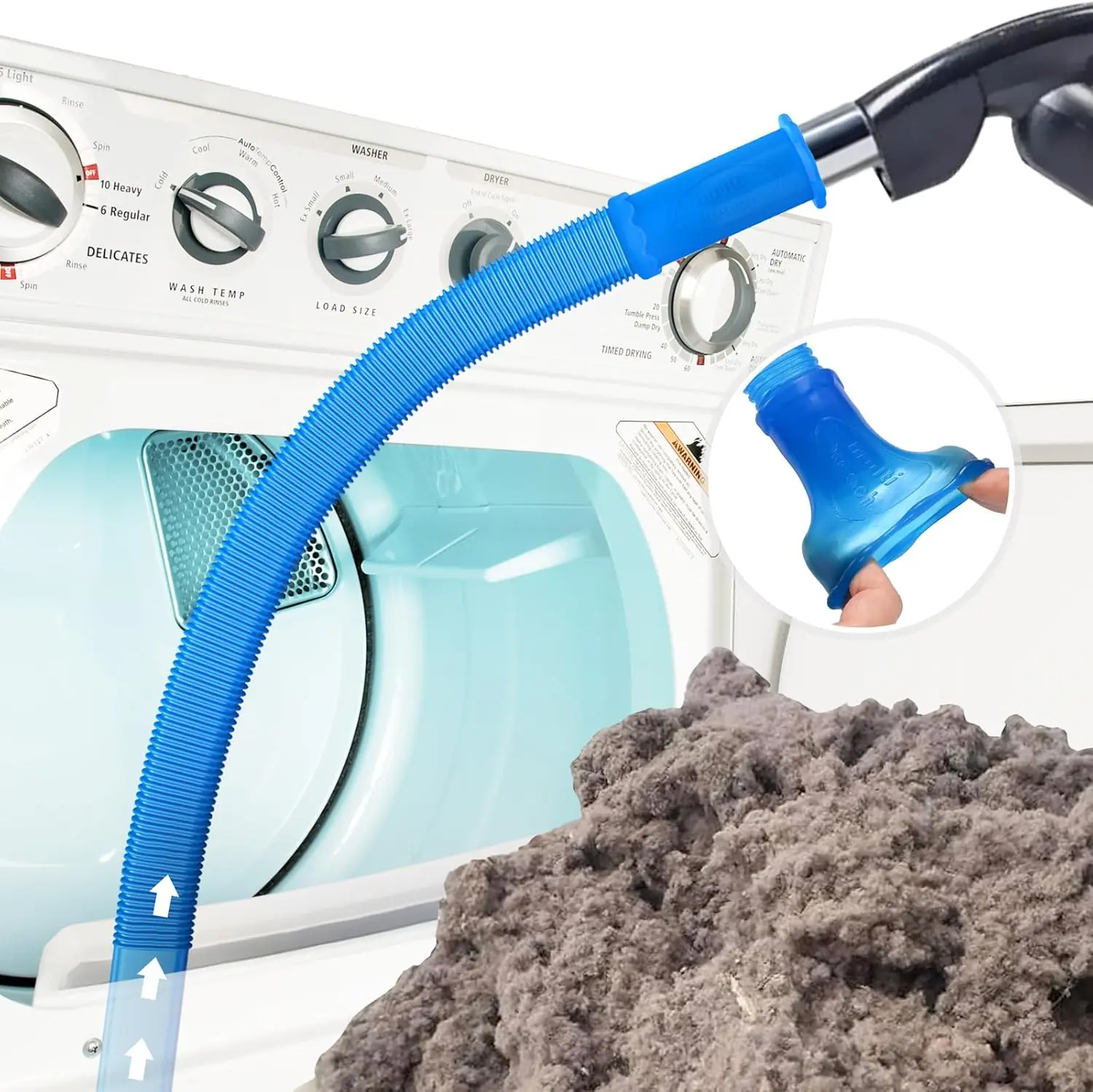Sealegend Dryer Vent Cleaner Kit, Universal Vacuum Hose Attachment Blue | Upgraded Flexible Hose Without Whistling Noise, Fits Most Vacuums, Lint Removal Power for Dryer Vents & Tight Areas