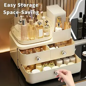 3 Layer Large Capacity Cosmetic Storage Box, Makeup Organizer Box, Portable Makeup Case with Drawers, Cosmetics Organizer Storage, Durable Plastic Design for Vanity Table, Bathroom, Desktop, Durable Plastic Organizers