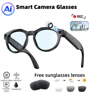AI Camera Glasses | Ergonomic Irregular Frame, 8MP HD Shooting/Recording, Bluetooth Voice Call, Real-Time Translation, AI Voice Assistant, Portable Design, Great Gift for Teens on Birthday/Christmas (Suitable for Parties/Travel) Wearable