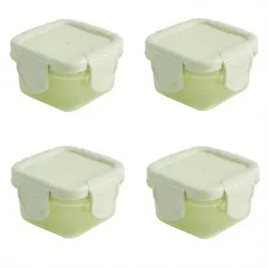 4pcs Mini Food Storage Container, Leakproof Lid, Sauce Container, Snack Box, Mini Freezer Storage Container, Microwave Heated, 60ml, Portion Control Containers
