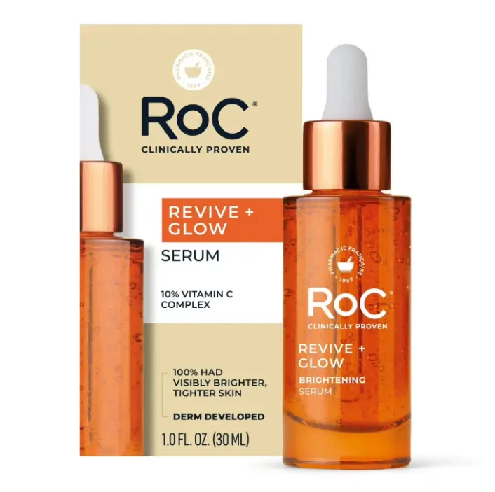RoC Multi Correxion Revive + Glow Daily Serum, 10% Vitamin C Blend, Brightening Anti-Aging Face Serum for Dark Spots & Uneven Tone, 1 fl oz