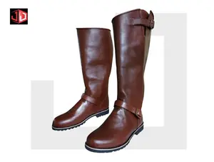 Men’s Handmade Brown Leather Horse Riding Boots | Custom Tall Equestrian Cowhide Boots | Durable Leather Sole English Horseback Riding Shoes