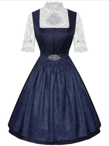 Women's Fitted Print Dress, Halloween Fashion Lace Apron, Beer Festival Maid, All-Season Women's Clothing