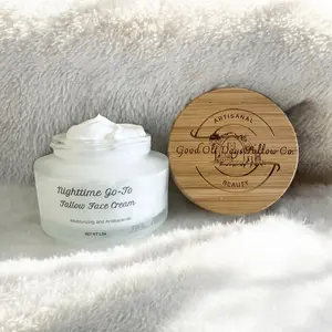 Nighttime Go-To Tallow Face Cream- 100% Grass Fed and Finished Organic Beef Tallow, Jojoba Oil, Honey, Tea Tree, Eucalyptus, Madagascar Vanilla Essential Oil Moisture Moisturizers