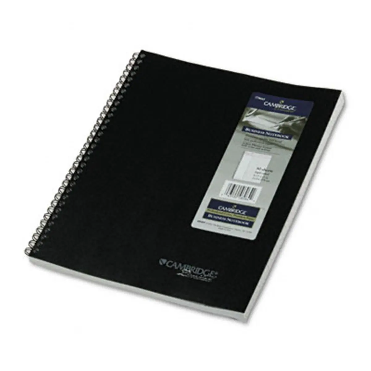 Mead 06064 Cambridge Wirebound Notebook Planner - Linen Cover, Black Double Wire Binding, Foil Stamped, Legal Ruled Premium White Bond Paper, 8.5"x11", Side or Top Perforation, 80 Sheets