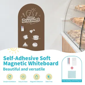 Self-Adhesive Soft Magnetic Whiteboard, Original Magnetic Wall Decal, Quick Install, Smooth Writing, Strong Magnetism, for Schools, Homes, Offices