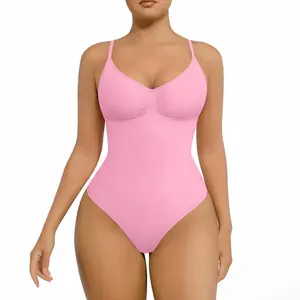 Bodysuit for Women - Pink One-Piece Swimsuit with Ruched Design, Perfect for Beachwear & Poolside - Womenswear