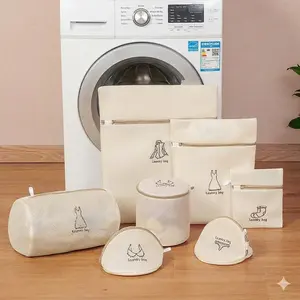 Premium Mesh Laundry Bags for Delicates with Embroidery Labels - Durable Zipper Wash Bags for Lingerie, Bras, Sweaters, Blouses, Socks - Reusable Travel Storage Organizer