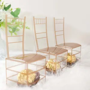 25 Pack Clear and Gold PVC Chiavari Chair-Shaped Party Favor Candy Gift Boxes 2"x5"