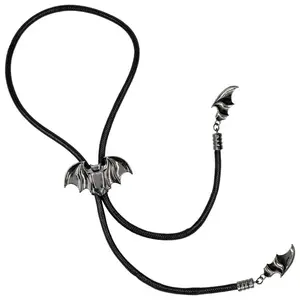 Gothic Black Bat Bolo Western Tie