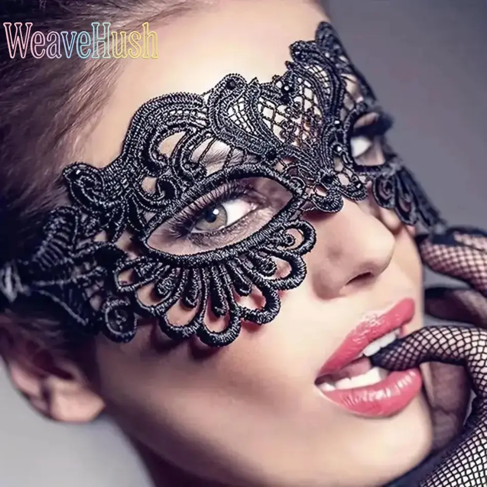 Sexy Lace Half-Face Mask for Women, 2-Piece Set Non-Woven Party Props for Cosplay and Masquerade, Accessories, Eye, Masks, Cosplay Props, Set Of Two