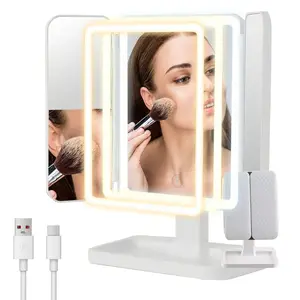 LED Makeup Mirror with Adjustable Brightness & 3 Color Modes – Portable Vanity Mirror for Daily Beauty