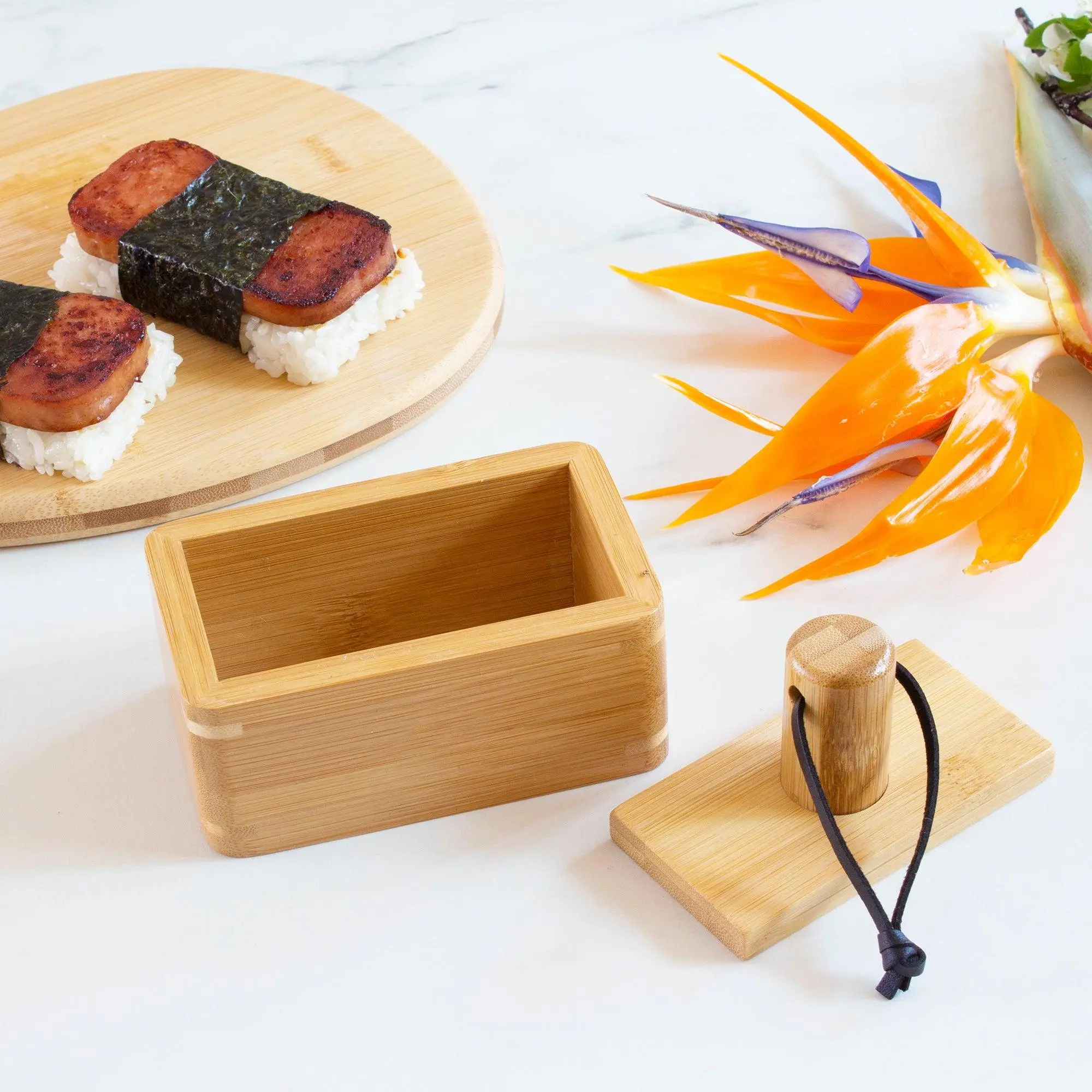 Compact Bamboo Musubi Maker - Lightweight Rectangular Mold for Hawaiian Snacks - Durable Kitchen Utensil