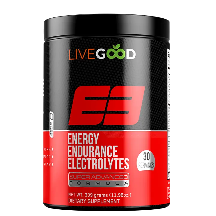 LiveGood E3 Hydration & Energy Fitness Supplement - Electrolyte, Amino Blend with Beta Alanine, Alpha-GPC for Endurance Support