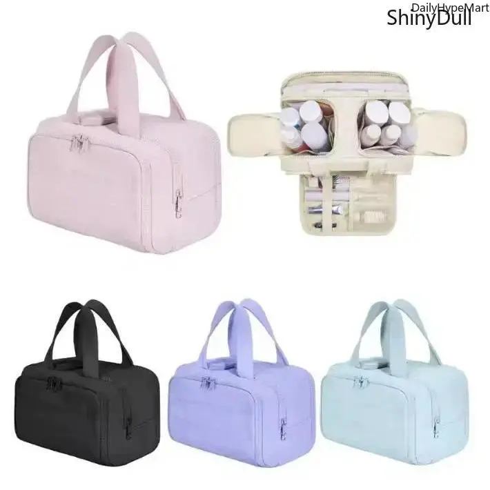 Large Capacity Waterproof Makeup Bag - Portable Travel Makeup Storage Organizer, Multi-Functional Handheld Cosmetic Pouch, Multifunctional Toiletry Bag, Travel Beauty Bag