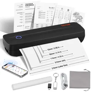 Father's Day Gift VEVOR Portable Thermal Printer - 2600mAh Battery, 300 DPI, Bluetooth Inkless Mobile Printer for A4, A5 & 8.5" x 11" Thermal Paper, Compatible with iOS, Android & Laptop, for Travel, Office & Home Use