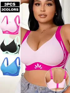Plus Size Seamless Wireless Bra Set, Push Up Bras with Adjustable Back Closure, Medium Support, Comfortable Breathable Lingerie Underwear, Womenswear