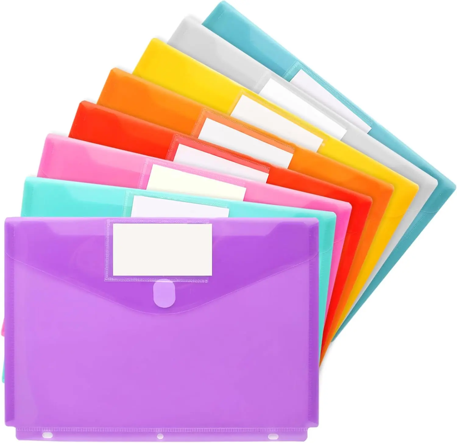 l 8 Pack Binder Organizer, Plastic Binder Pockets for 3 Ring Binder, Binder Folders with Label for School Supplies and Documents,