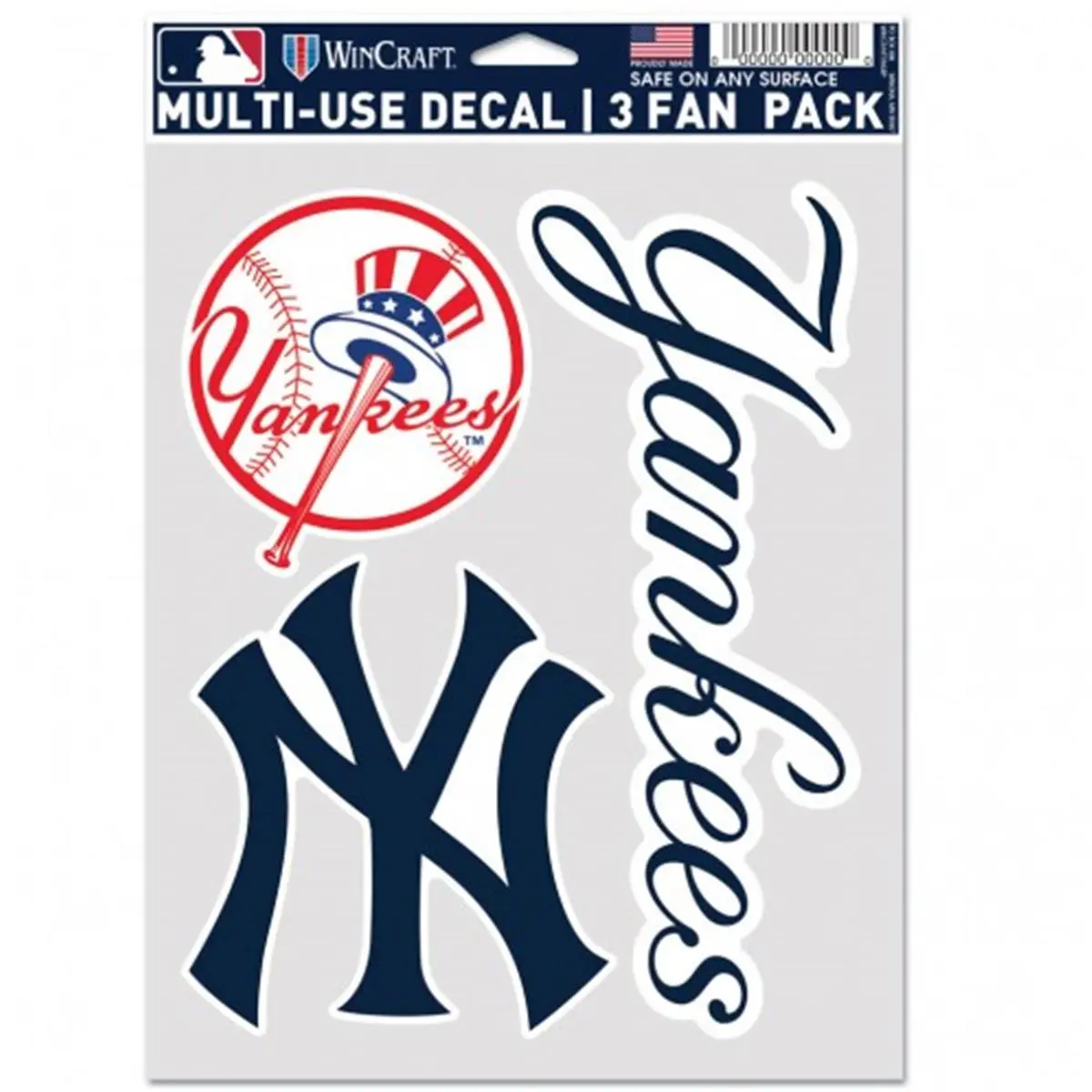 Wincraft MLB New York Yankees Team Logos Multi-Use Fan Decal - 3-Pack Value