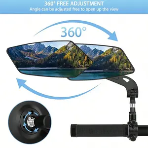 360° Adjustable Mirrors For Bikes And Motorcycles, HD Blast-Resistant Glass Mirrors, Compatible With 20-24mm Handlebars, Black Diamond Shaped Design, Mounting Tools Included (Universal For Most Bikes) Suitable For Outdoor Riding Enthusiasts