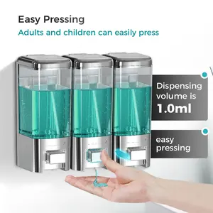 Manual Press Abs Shower Soap Dispenser, 500ML Pump, Wall Mount Liquid Distributor, Bathroom Shampoo & Conditioner Dispenser