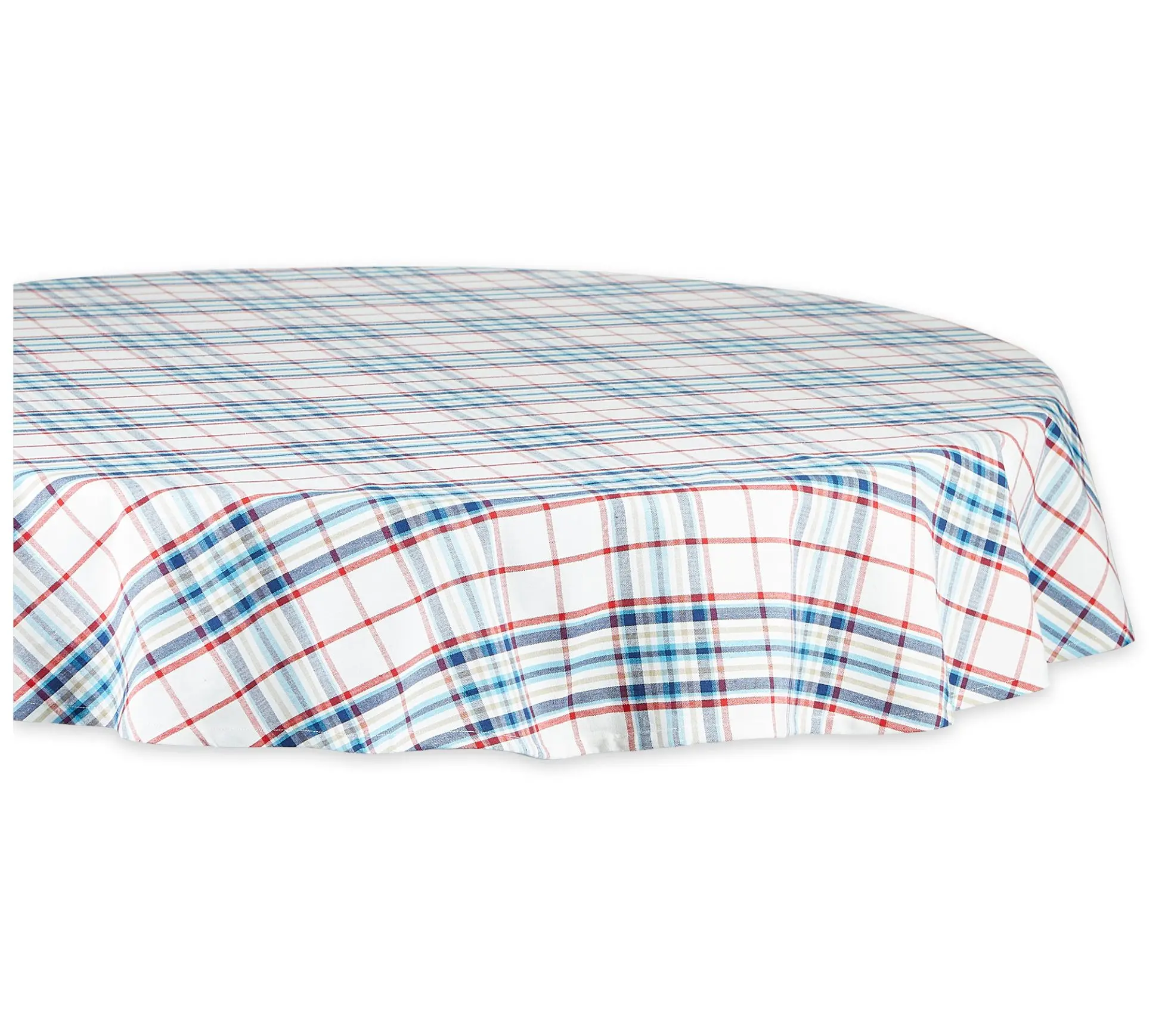 Design Imports 70" Round Lighthouse Plaid Tablecloth Design Imports 70" Round Lighthouse Plaid Tablecloth
