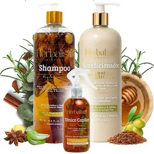 Herbalista Viral 3 Pack Herbal Hair Care Bundle – Shampoo & Conditioner 1000ml (33.8 fl oz) Each + Tonico Capilar 250ml – With Real Botanicals – 3 Piezas Shampoo & Acondicionador + Tonico Capilar.