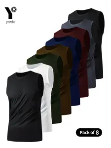 Men's Breathable Sleeveless Vest Set, Loose Fit Short Sleeveless Shirt, Casual Gym Training Top, All Seasons Wear