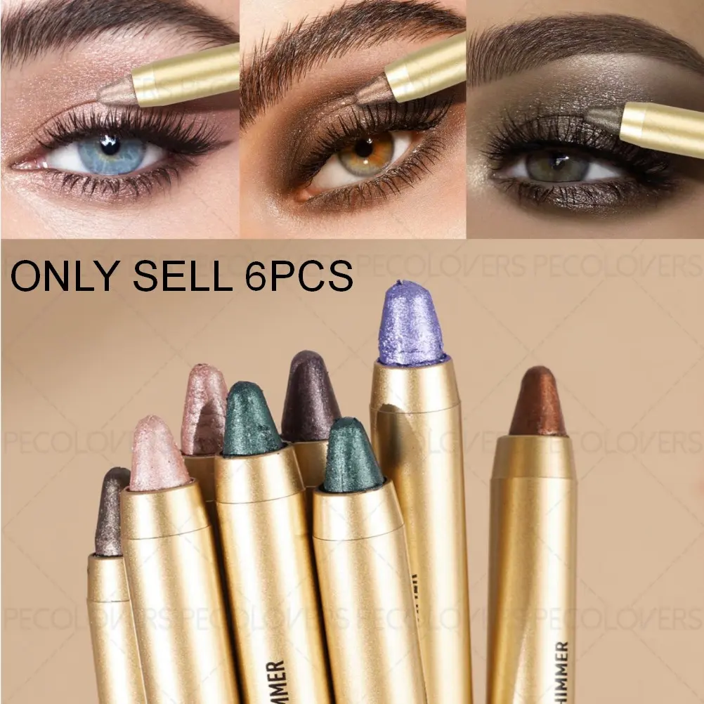 6pcs/set Pearlescent Glitter Beauty Eye Shadow Sticks with A Creamy Texture, Sponge Tip, Silky Smooth, Long Lasting Shimmering and Waterproof - Ideal for Creating Stunning Eye Makeup, Eye Makeup Product