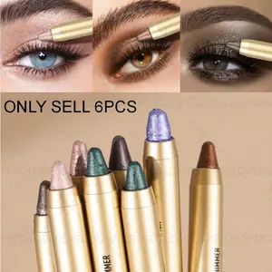 6pcs/set Pearlescent Glitter Eyeshadow Stick with A Creamy Texture, Sponge Tip, Silky Smooth and Waterproof - Ideal for Creating Stunning Eye Makeup, Eye Makeup Product
