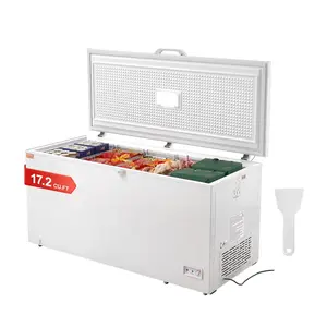 【Summervibes】VEVOR Chest Freezer, 17.2 Cu.ft / 488 L Large Deep Freezer & 4 Removable Baskets, Freestanding Top Open Door Commercial Chest Freezers with Locking Lid, 7-Level Adjustable Temp, LED Lighting, 6 Wheels