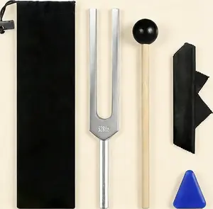 528 Hz Tuning Fork Set with Silicone Hammer for Sound Healing, Yoga & Stress Relief
