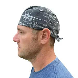 F19 fighter jet plane Skull Surgical OR Hat Scrub Cap Mens 100% Cotton Tie Back Eco-Friendly Reusable Comfortable Durability