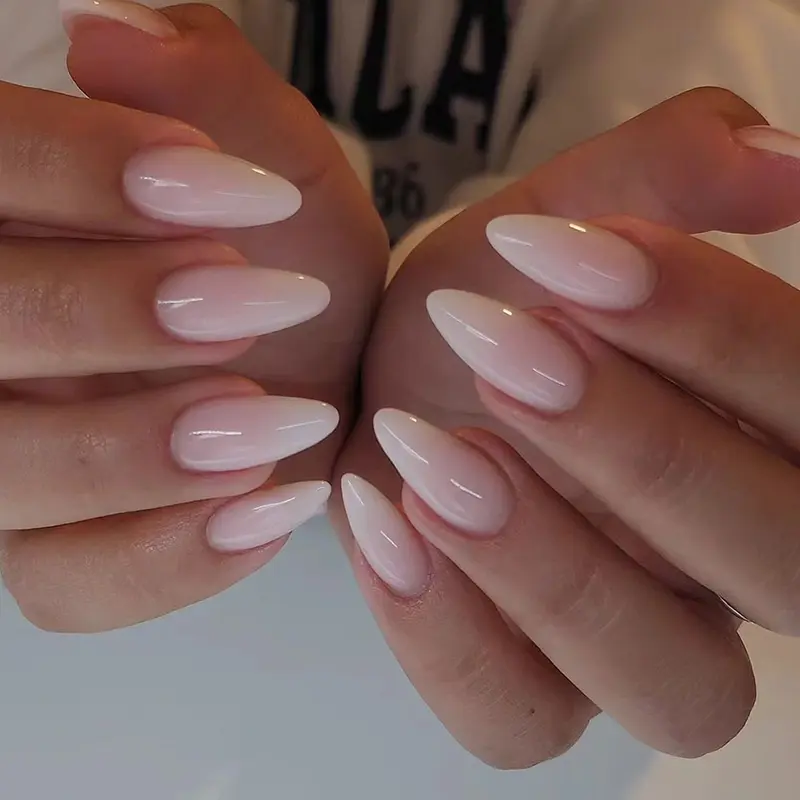 24pcs Almond Press-On Nails, Simple Gradient, Japanese Korean Style, Includes Jelly Glue & File, Perfect for Women Parties, Almond Nail Tips, Nail Glue Included, Press On False Nails